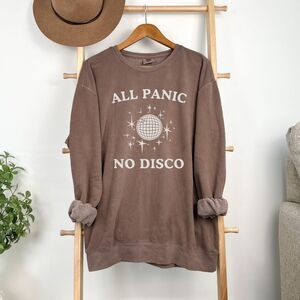 NWOT All Panic No Disco Espresso Brown Comfort Colors Unisex Sweatshirt Sz XXL